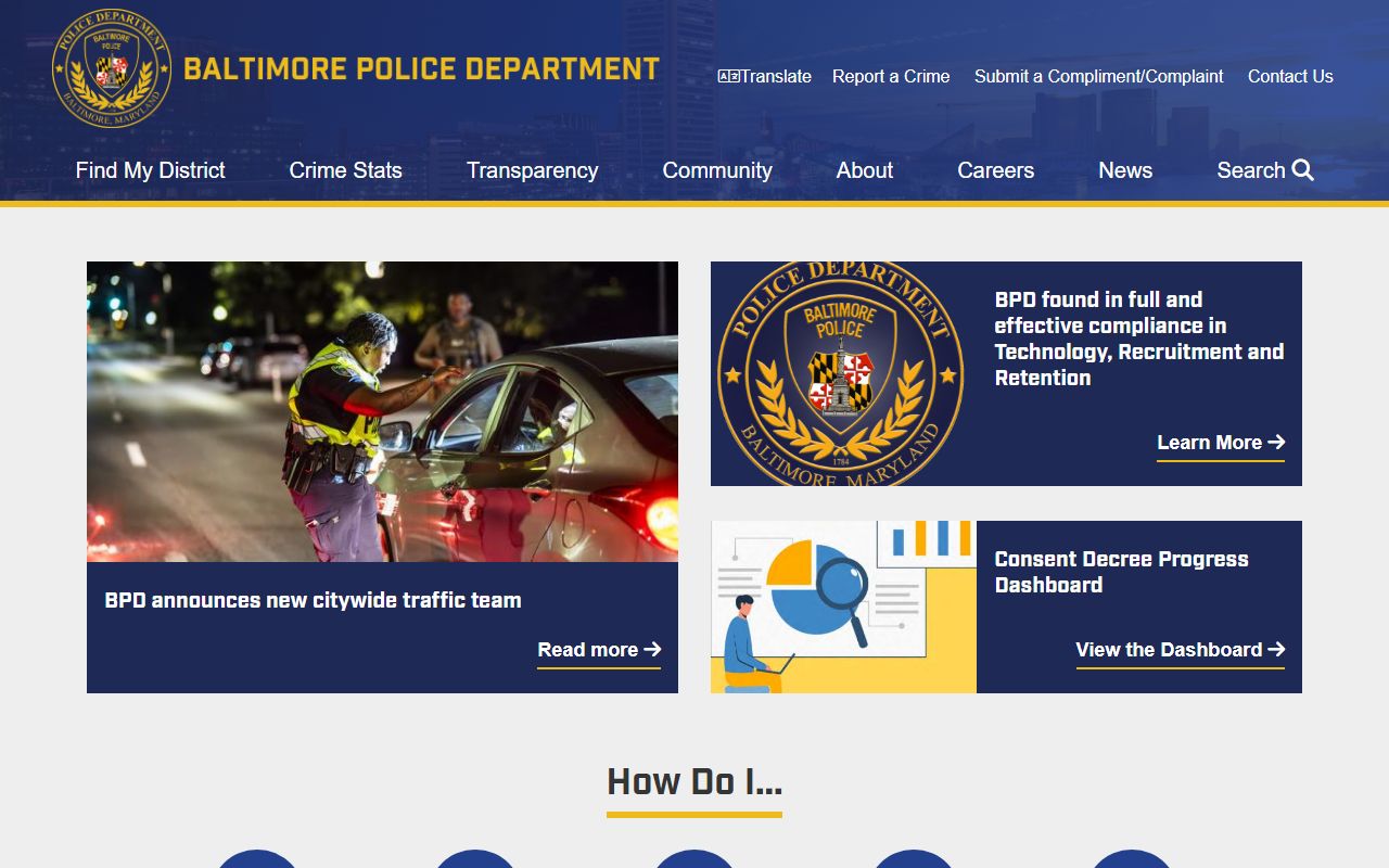 Baltimore City Police Department website for Baltimore white pages records search