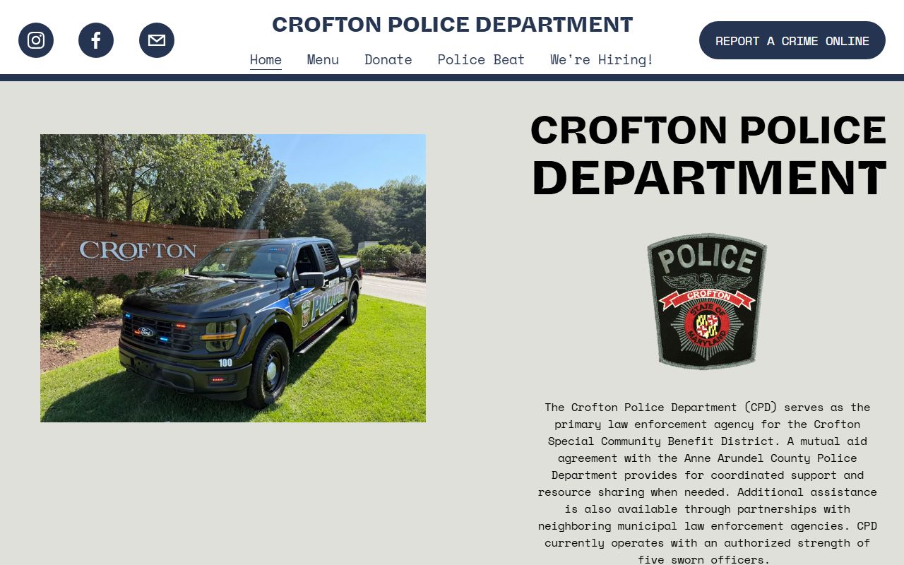 Crofton Police Department website for Crofton white pages records requests