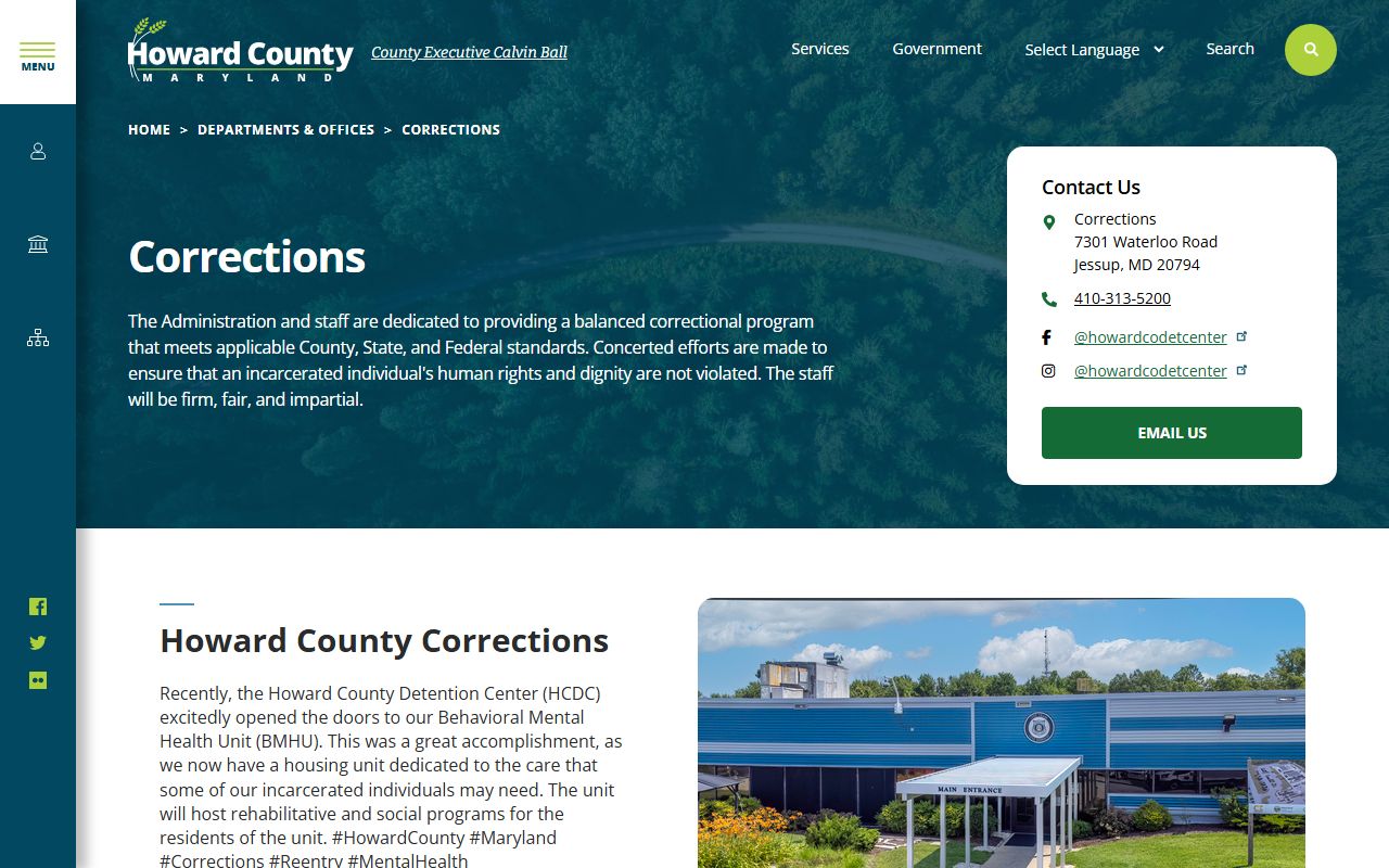Howard County Detention Center white pages inmate resource