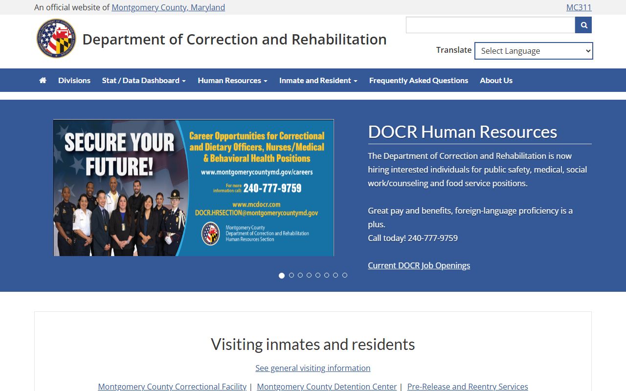 Montgomery County Department of Correction white pages inmate search