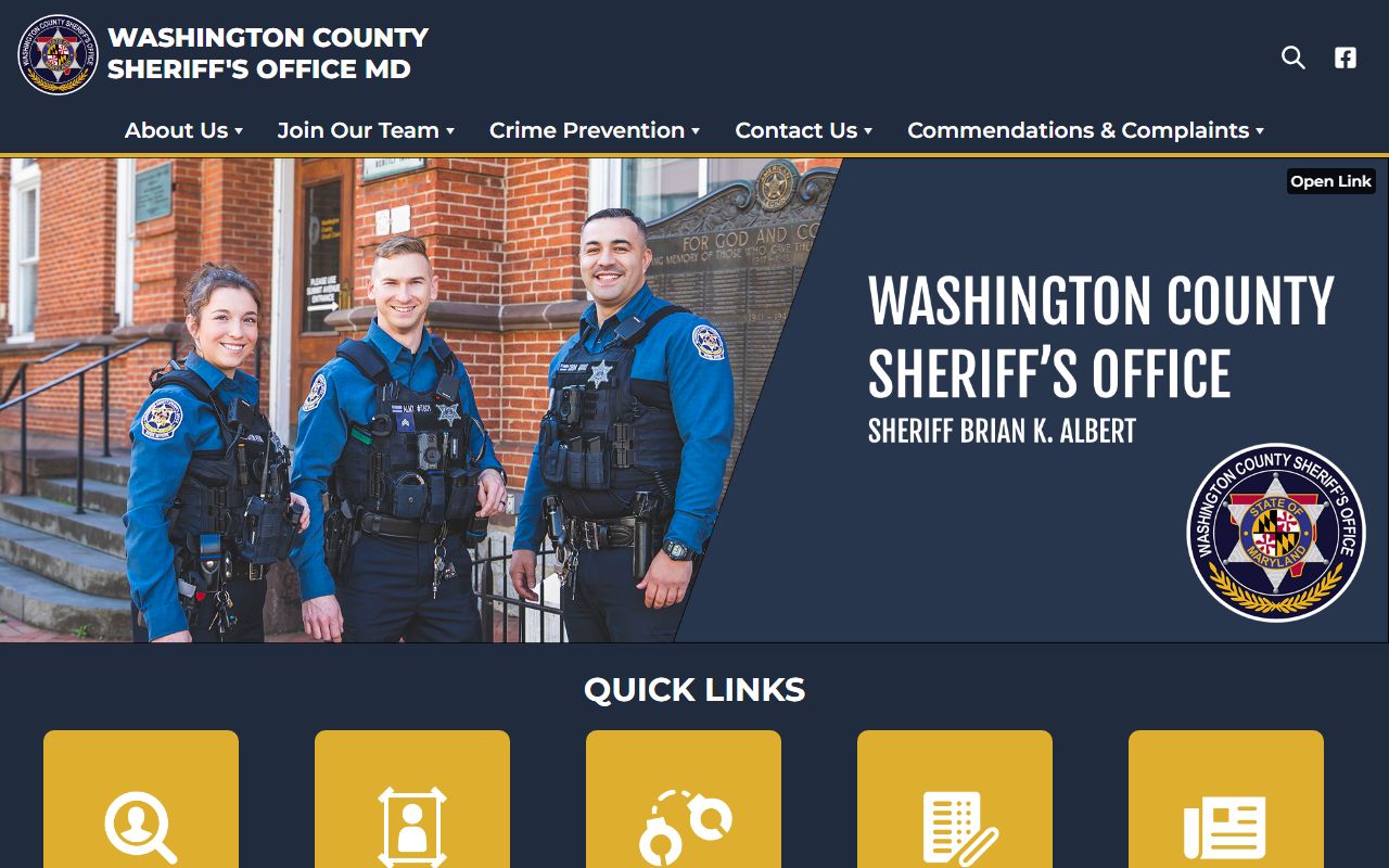 Washington County Sheriff Office website for white pages records search