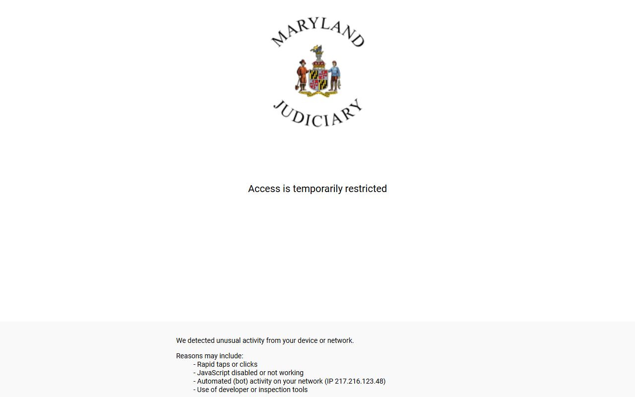 Maryland Judiciary Case Search portal for Maryland white pages lookup
